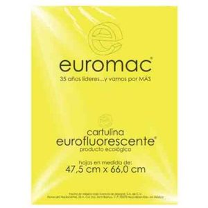 cartulina euromac fluorescente amarillo 47.5x66cm c/10