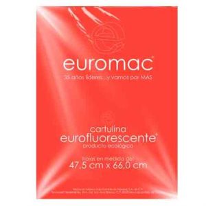 cartulina euromac fluorescemte rojo 47.5x66cm c/10