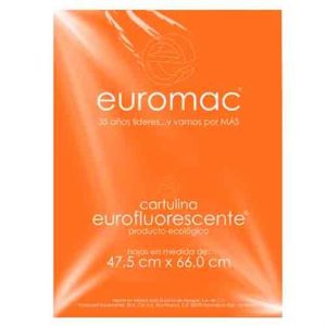 cartulina euromac fluorescente naranja 47.5x66cm c/10