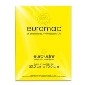 papel lustre euromac 50x70" amarillo canario 25 hojas
