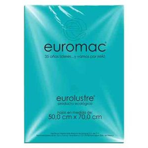 papel lustre euromac 50x70" azul aquamarino 24 hojas