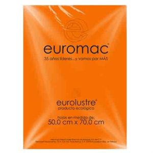 papel lustre euromac 50x70" naranja 25 hojas