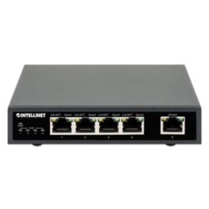 switch intellinet poe+ con 5 puertos gigabit color negro