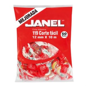 cinta adhesiva janel 119 corte fácil 12x10mm bolsa c/50