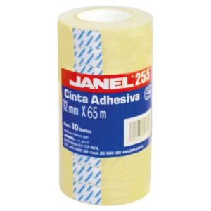 cinta adhesiva janel económica 255 polipropileno 0.012x65m torre c/10 pzas