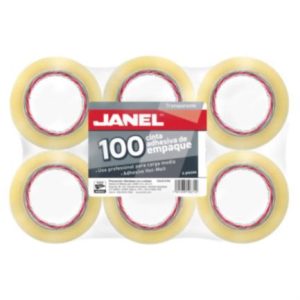 cinta janel 155 empaque transparente 48mmx50m paquete c/6 pzas