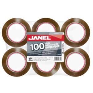 cinta janel 156 empaque canela 48mmx50m paquete c/6 pzas