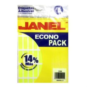 etiquetas adhesivas janel econopack fluorescente 13x38mm color amarillo sobre c/400