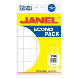etiquetas adhesivas janel econopack escolar 19x38mm color blanco sobre c/420