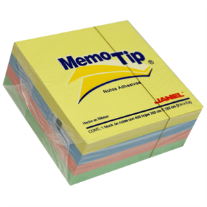 papeleta janel memo tip 54p 3x3 cubo pastel c/400