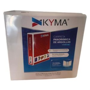 carpeta panorámica kyma de vinil tamaño carta 3" aro en "d" blanca