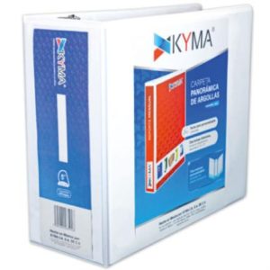 carpeta panorámica kyma de vinil tamaño carta 5" aro en "d" blanca