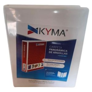 carpeta panorámica kyma de vinil tamaño oficio 1 1/2" aro en "o" blanca