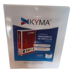carpeta panorámica kyma de vinil tamaño oficio 1 1/2" aro en "d" blanca