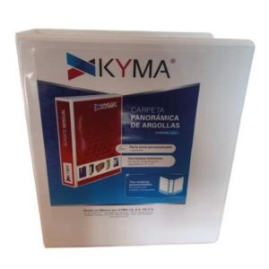 carpeta panorámica kyma de vinil tamaño oficio 3" aro en "d" blanca