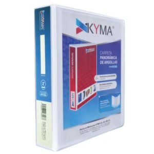 carpeta panorámica kyma de vinil tamaño carta 2" aro en "o" blanca