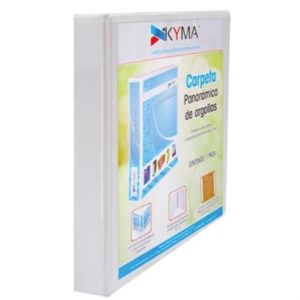 carpeta panorámica kyma de vinil tamaño carta 1/2" aro en "d" blanca