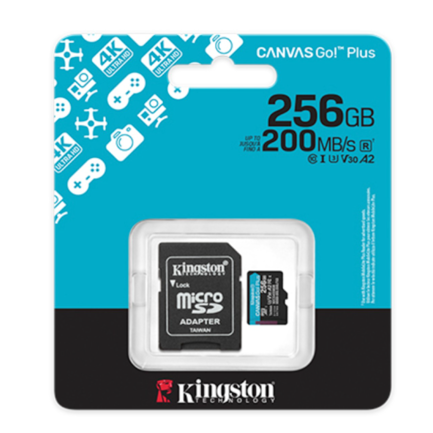 memoria flash micro sd kingston canvas go plus 256gb uhs i clase 10 c/adaptador memoria flash micro sd kingston canvas go plus 256gb uhs i clase 10 c/adaptador