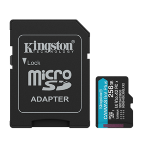 memoria flash micro sd kingston canvas go plus 256gb uhs i clase 10 c/adaptador
