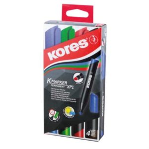 marcador kores permanente plastico c/4 colores