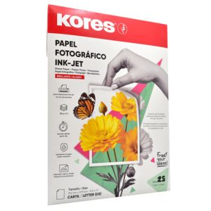 papel fotográfico kores tamaño carta c/25 hojas
