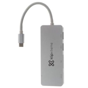hub usb klip xtreme tipo c hubpoint kcr 500 de 5 puertos 2 usb 3.0 1 tipo c 1 micro sd 1 tarjeta sdxc plateado