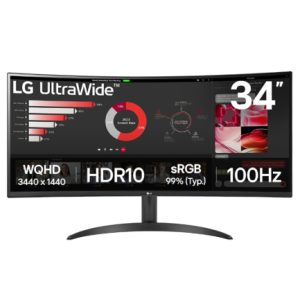 monitor lg 34 pulgadas curvo ultrawide qhd va 3440x1440 100hz hdmi dp 1 year de garantia