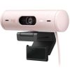 cámara web logitech brio 500 fhd resolución 1080p corrección iluminación encuadre automático color rosa