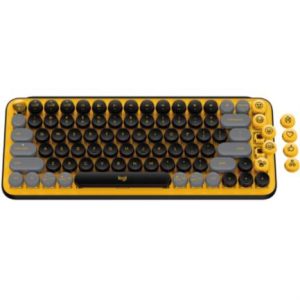 teclado logitech pop keys inalámbrico con función emojis personalizables blast color amarillo negro