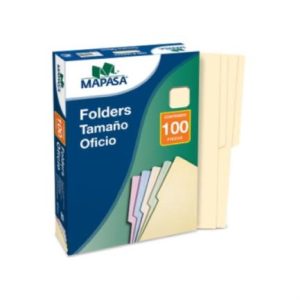 folder mapasa oficio multicolor color crema pqte 100f