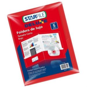 folder starfile deluxe rojo carta 24x30 c/5pza