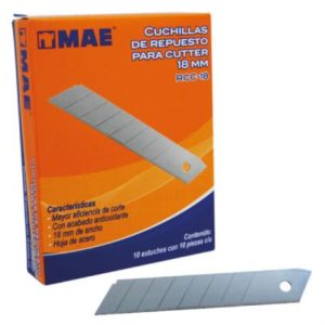 cuchiilas repuesto mae cutter 18mm c/10 estuches