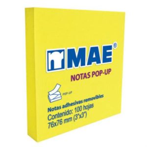 notas adhesivas mae pop up 3x3 amarillo neón 100h c/12