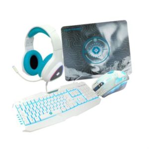 kit gaming vortred avalanche 4 en 1 teclado/mouse/audífonos/mousepad color blanco