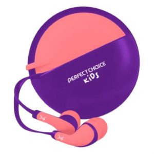 audífonos perfect choice in ear alámbricos 3.5mm con estuche bubble gum color rosa morado