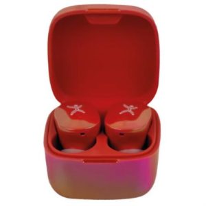 audífonos inalámbricos perfect choice tws brillantes alcance de 10m bluetooth rojo
