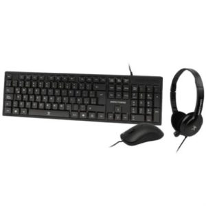 kit alámbrico perfect choice 3en1 teclado mouse diadema para oficina color negro