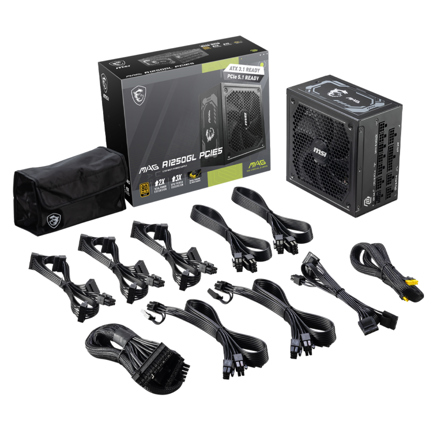 fuente de poder 1250w msi mag a1250gl pcie5 80 plus gold atx modular 24 pin atx 135mm fuente de poder 1250w msi mag a1250gl pcie5 80 plus gold atx modular 24 pin atx 135mm
