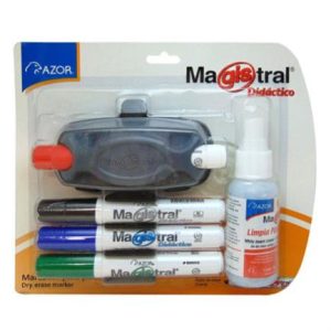 estuche c/4 marcadores magistral didáctico p/pizarrón blanco colores surtidos c/borrador+limpiador