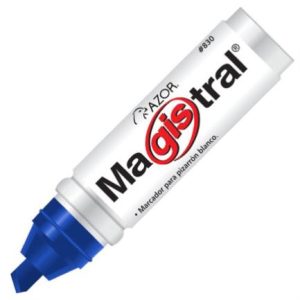 marcador magistral aluminio pizarrón blanco color azul c/12 pzas