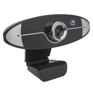 cámara web manhattan alta definición hd 720p usb micrófono base ajustable color negro