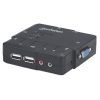 switch kvm manhattan compacto 2 puertos desktop usb 2:1 cables+audio color negro
