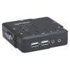 switch kvm manhattan compacto 2 puertos desktop usb 2:1 cables+audio color negro