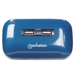 hub manhattan usb alta velocidad 2.0 alimentación dual 7 puertos color azul