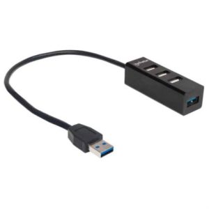 hub manhattan combo 1 puerto usb 3.0/3 puertos usb 2.0 color negro