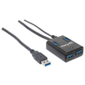 hub manhattan usb 3.0 súper velocidad 4 puertos color negro