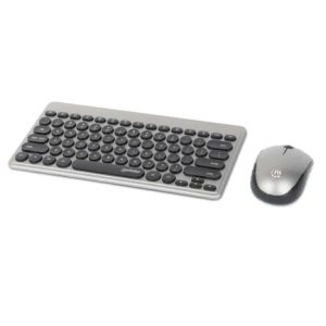 teclado y mouse manhattan optico inalambrico negro y plata mini combo