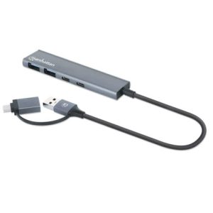 hub manhattan usb a/c v3.2 2 ptos a 2 ptos c 5 gbps