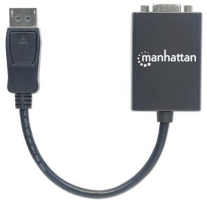 adaptador manhattan displayport m a vga h 15cm activo color negro