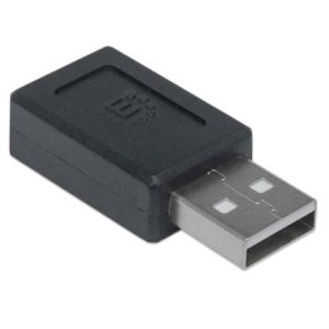 adaptador manhattan usb c a 2.0 color negro